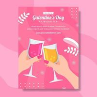 ilustración de plantillas dibujadas a mano de dibujos animados planos de cartel de feliz día de galentines vector