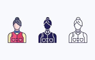 Food Service woman illustration vector icon