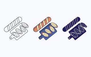 Baguette cut fine dining icon vector