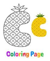 Coloring page with Alphabet C for kids vector