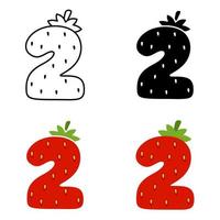 Number 2 in flat style isolated vector