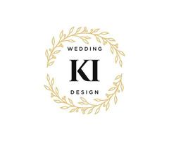 colección de logotipos de monograma de boda con letras iniciales ki, plantillas florales y minimalistas modernas dibujadas a mano para tarjetas de invitación, guardar la fecha, identidad elegante para restaurante, boutique, café en vector