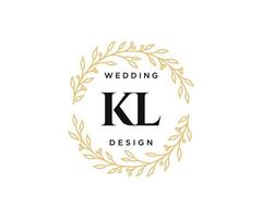 colección de logotipos de monograma de boda con letras iniciales kl, plantillas florales y minimalistas modernas dibujadas a mano para tarjetas de invitación, guardar la fecha, identidad elegante para restaurante, boutique, café en vector