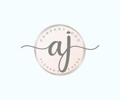 Initial AJ feminine logo. Usable for Nature, Salon, Spa, Cosmetic and Beauty Logos. Flat Vector Logo Design Template Element.
