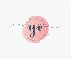 Initial YO feminine logo. Usable for Nature, Salon, Spa, Cosmetic and Beauty Logos. Flat Vector Logo Design Template Element.