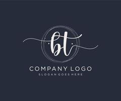 Initial BT feminine logo. Usable for Nature, Salon, Spa, Cosmetic and Beauty Logos. Flat Vector Logo Design Template Element.