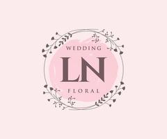 LN Initials letter Wedding monogram logos template, hand drawn modern minimalistic and floral templates for Invitation cards, Save the Date, elegant identity. vector