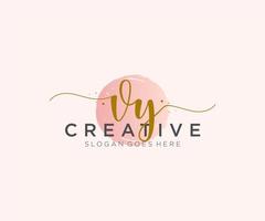 initial VY Feminine logo beauty monogram and elegant logo design, handwriting logo of initial signature, wedding, fashion, floral and botanical with creative template. vector