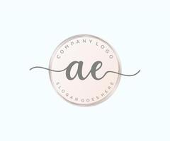 Initial AE feminine logo. Usable for Nature, Salon, Spa, Cosmetic and Beauty Logos. Flat Vector Logo Design Template Element.