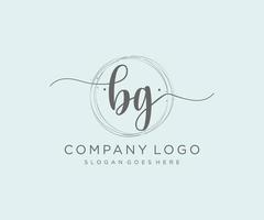 Initial BG feminine logo. Usable for Nature, Salon, Spa, Cosmetic and Beauty Logos. Flat Vector Logo Design Template Element.