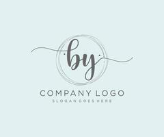 Initial BY feminine logo. Usable for Nature, Salon, Spa, Cosmetic and Beauty Logos. Flat Vector Logo Design Template Element.