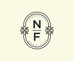 NF Initials letter Wedding monogram logos template, hand drawn modern minimalistic and floral templates for Invitation cards, Save the Date, elegant identity. vector