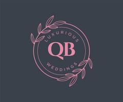 QB Initials letter Wedding monogram logos template, hand drawn modern minimalistic and floral templates for Invitation cards, Save the Date, elegant identity. vector