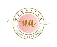 initial UA Feminine logo beauty monogram and elegant logo design, handwriting logo of initial signature, wedding, fashion, floral and botanical with creative template. vector