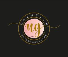 initial UG Feminine logo beauty monogram and elegant logo design, handwriting logo of initial signature, wedding, fashion, floral and botanical with creative template. vector