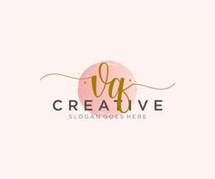 initial VQ Feminine logo beauty monogram and elegant logo design, handwriting logo of initial signature, wedding, fashion, floral and botanical with creative template. vector