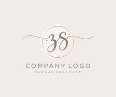 logotipo femenino inicial zs. utilizable para logotipos de naturaleza, salón, spa, cosmética y belleza. elemento de plantilla de diseño de logotipo de vector plano.