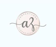 Initial AZ feminine logo. Usable for Nature, Salon, Spa, Cosmetic and Beauty Logos. Flat Vector Logo Design Template Element.