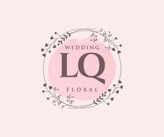 LQ Initials letter Wedding monogram logos template, hand drawn modern minimalistic and floral templates for Invitation cards, Save the Date, elegant identity. vector