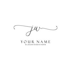 Initial JW beauty monogram and elegant logo design, handwriting logo of initial signature, wedding, fashion, floral and botanical with creative template. vector