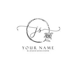 Initial JS beauty monogram and elegant logo design, handwriting logo of initial signature, wedding, fashion, floral and botanical with creative template. vector