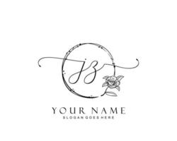 Initial JZ beauty monogram and elegant logo design, handwriting logo of initial signature, wedding, fashion, floral and botanical with creative template. vector