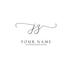 Initial JZ beauty monogram and elegant logo design, handwriting logo of initial signature, wedding, fashion, floral and botanical with creative template. vector