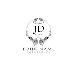Initial JD beauty monogram and elegant logo design, handwriting logo of initial signature, wedding, fashion, floral and botanical with creative template. vector