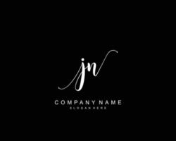 Initial JN beauty monogram and elegant logo design, handwriting logo of initial signature, wedding, fashion, floral and botanical with creative template. vector