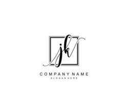Initial JK beauty monogram and elegant logo design, handwriting logo of initial signature, wedding, fashion, floral and botanical with creative template. vector