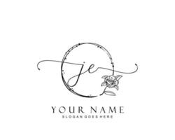 Initial JE beauty monogram and elegant logo design, handwriting logo of initial signature, wedding, fashion, floral and botanical with creative template. vector