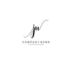 monograma de belleza ju inicial y diseño de logotipo elegante, logotipo de escritura a mano de firma inicial, boda, moda, floral y botánica con plantilla creativa. vector