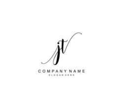 Initial JT beauty monogram and elegant logo design, handwriting logo of initial signature, wedding, fashion, floral and botanical with creative template. vector