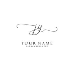 monograma de belleza jy inicial y diseño de logotipo elegante, logotipo de escritura a mano de firma inicial, boda, moda, floral y botánica con plantilla creativa. vector