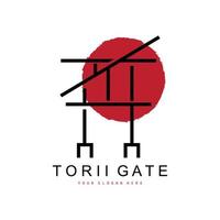 logotipo de puerta torii, diseño de edificio japonés, vector de icono de china, icono de plantilla de ilustración