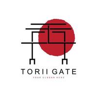 logotipo de puerta torii, diseño de edificio japonés, vector de icono de china, icono de plantilla de ilustración