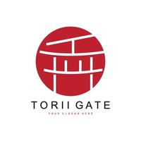 logotipo de puerta torii, diseño de edificio japonés, vector de icono de china, icono de plantilla de ilustración