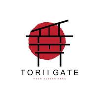 logotipo de puerta torii, diseño de edificio japonés, vector de icono de china, icono de plantilla de ilustración