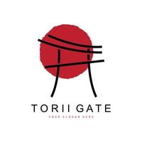 logotipo de puerta torii, diseño de edificio japonés, vector de icono de china, icono de plantilla de ilustración