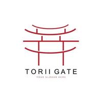 logotipo de puerta torii, diseño de edificio japonés, vector de icono de china, icono de plantilla de ilustración