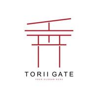 logotipo de puerta torii, diseño de edificio japonés, vector de icono de china, icono de plantilla de ilustración