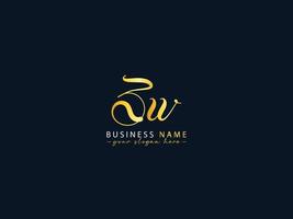 Stylish Zw Calligraphy Logo, Creative Zw Logo Letter Vector Image Design