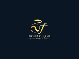 Stylish Zf Calligraphy Logo, Creative Zf Logo Letter Vector Image Design