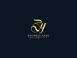 Stylish Zy Calligraphy Logo, Creative Zy Logo Letter Vector Image Design