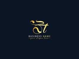 Stylish Zt Calligraphy Logo, Creative Zt Logo Letter Vector Image Design