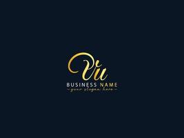 Unique Vu Logo Letter, Calligraphy Vu Letter Logo Icon For Business vector