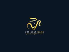 Stylish Zp Calligraphy Logo, Creative Zp Logo Letter Vector Image Design