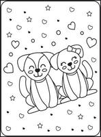 dibujos para colorear del dia de san valentin para niños vector