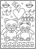 dibujos para colorear del dia de san valentin para niños vector