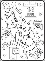 dibujos para colorear del dia de san valentin para niños vector